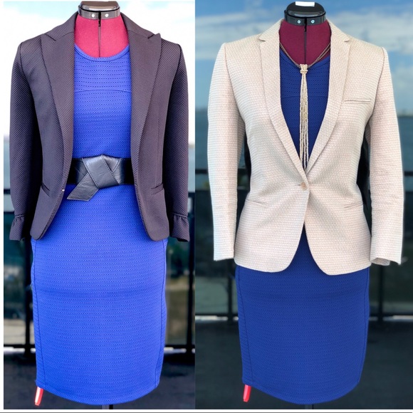 Reiss Rita Mesh Sleeves Bodycon Dress in Indigo - Picture 13 of 13